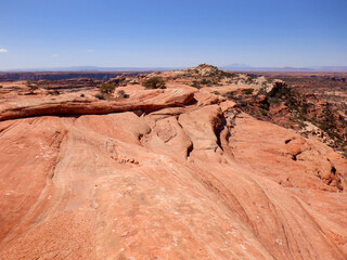 Slick rock, sandstone promontory vista, in the Bears Ears wilderness area of Southern Utah.  