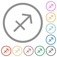 Sagittarius zodiac symbol flat icons with outlines