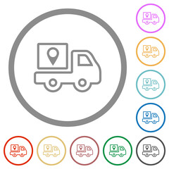 Fototapeta na wymiar Package delivery tracking outline flat icons with outlines