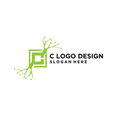 ABSTRACT LETTER C TREE TECH LOGO DESIGN FRESH COMPANY 