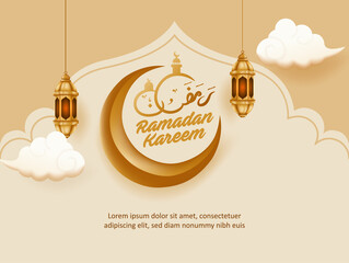 Beautiful Ramadan Kareem Greetings Vector Illustration Background