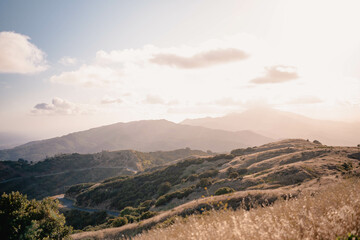 hillside at sunset, landscape