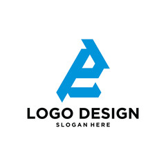 LETTER E GEOMETRIC ABSTRACT LOGO DESIGN TEMPLATE MODERN
