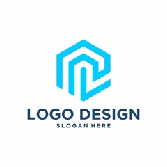 GEOMETRIC LETTER R HEXAGON POLYGON LOGO DESIGN MODERN TEMPLATE