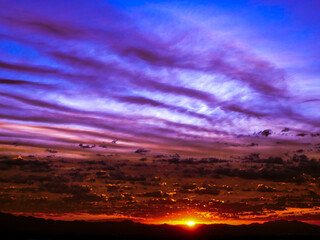 wild-looking sunrise in the desert