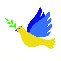 Flying bird as a symbol of peace. Flag of Ukraine in the form of a dove of peace. Support Ukraine. Vector illustration for web.