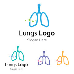 Lungs health and lungs care logo vector design, lungs logo illustration template.