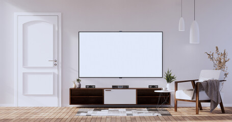 Mock up office table desk. blank computer screen in office modern room. 3d rendering