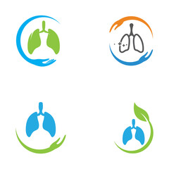 Lungs health and lungs care logo vector design, lungs logo illustration template.