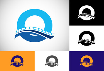 Initial O monogram letter alphabet with bridge sign. Abstract bridge logo design template. Modern vector logo for construction business and company identity.