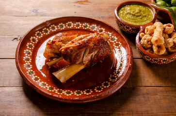 Pork Shank Wooden Bottom Mexican Food