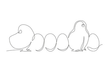 Have Yourself a Very Happy Easter. Easter Bunny illustration continuous line drawing. Vector illustration.
