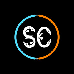 SC Letter Logo design. black background.