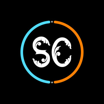 recommend clip art: SC Letter Logo design. black background.