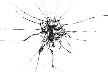 The effect of a broken smartphone screen. Cracks in the glass.