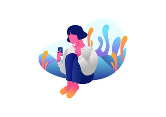 People take selfie flat design illustration