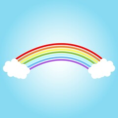 Obraz premium Rainbow and cloud on the white background. Vector illustration.