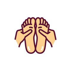 Foot massage line color icon. Physiotherapy, acupuncture.