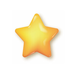 Realistic cartoon shiny yellow star. Vector