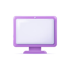 3d purple shiny monitor icon. Vector