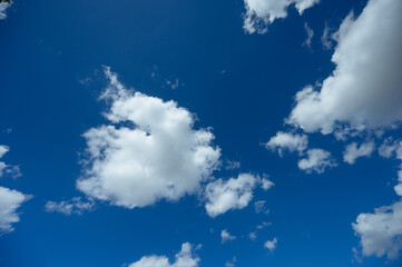 Fototapeta na wymiar Blue sky with clouds, background. Copy space. Wide angle, High quality photo-2