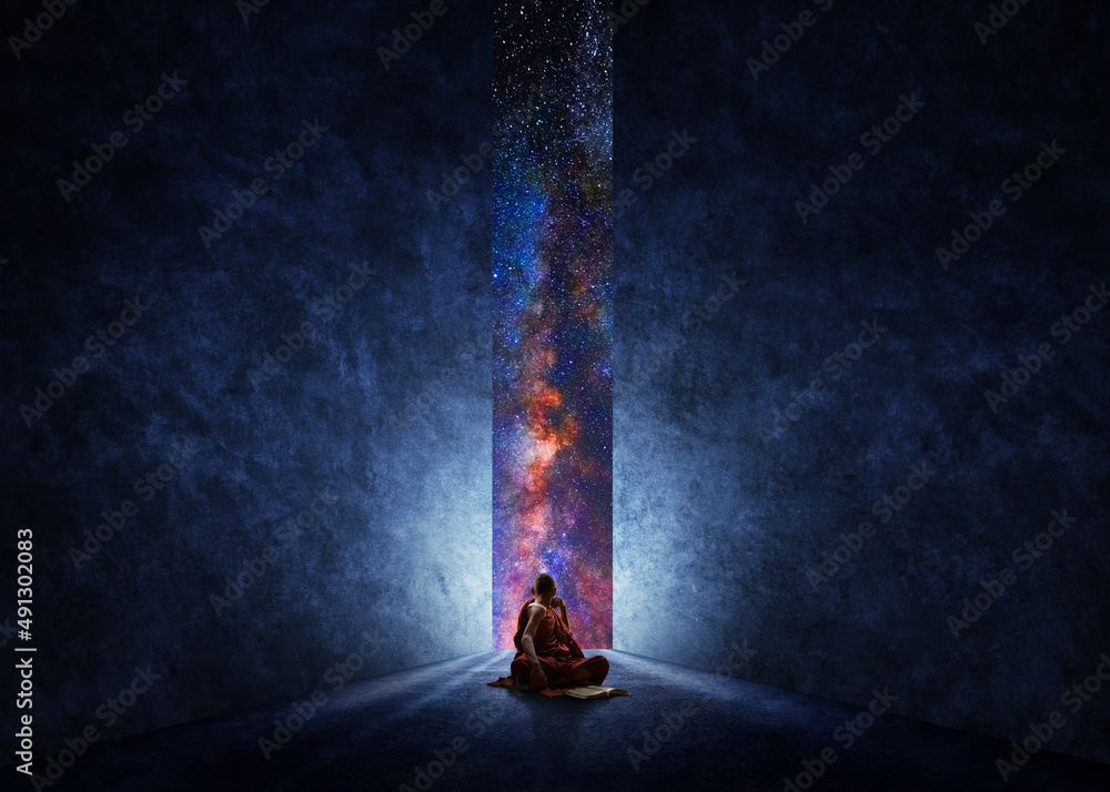 Canvas Prints buddhist monk looking at the universe