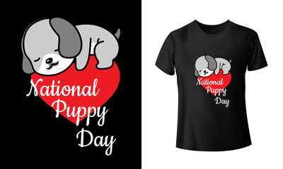 National puppy day T-shirt Design, Unique, And Colorful Puppy T-Shirt Design.