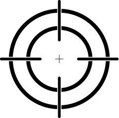 Gun Sight Crosshairs Bullseye Isolated Vector. crosshair and sight symbol. Sniper rifle aim icon. aiming to bullseye signs symbol. target destination icon. Focus cursor bull eye mark