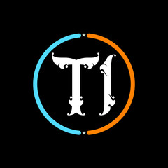 TI Letter Logo design. black background.