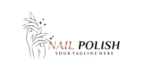 Nail polish or nail studio logo design with creative element and unique concept Premium Vector