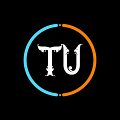 TU Letter Logo design. black background.