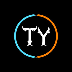 TY Letter Logo design. black background.