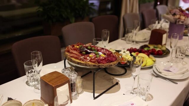 food and snacks on the table in the restaurant