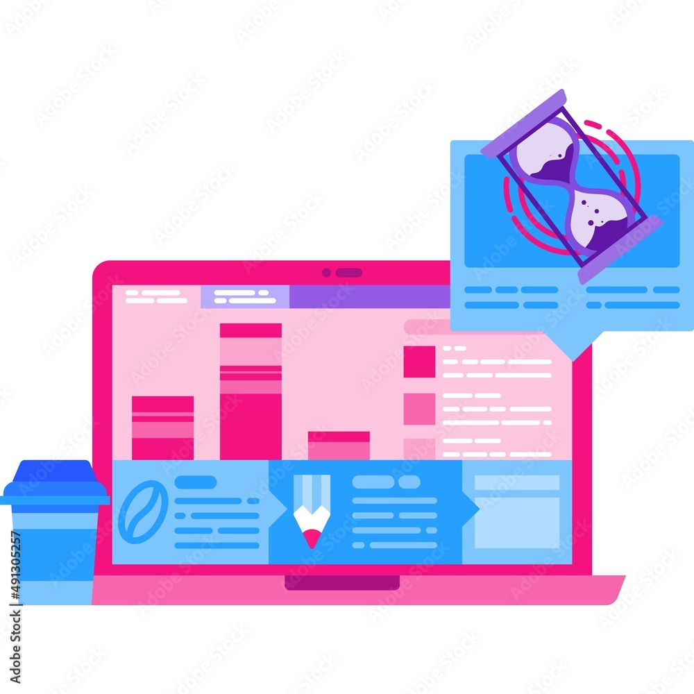 Poster work icon separate work and rest flat vector