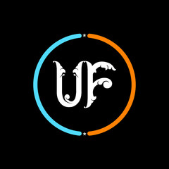 UF Letter Logo design. black background.