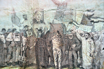 Image of The Green March into the Spanish Sahara October 1975 and Desert rose from the reverse side...
