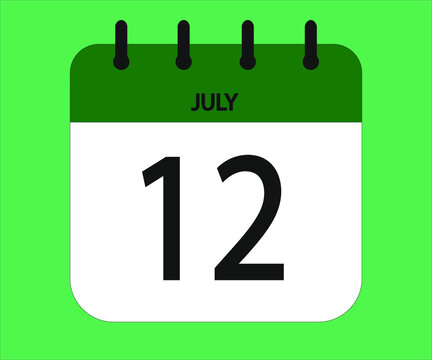 July 12th green calendar icon for days of the month