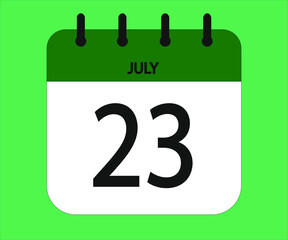 July 23th green calendar icon for days of the month