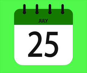 July 25th green calendar icon for days of the month