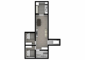 Underground bunker. Bunker. Bunker floor plan. Bunker floor plan. 3D illustration.