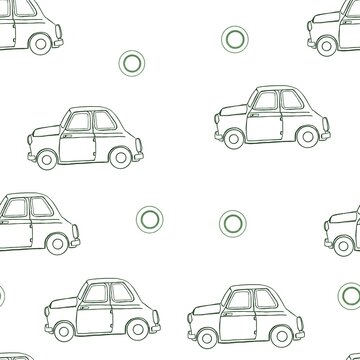 Seamless pattern with the image of a car doodle. Children's pattern for textiles, posters, cards, invitations.