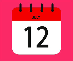 July 12th red calendar icon for days of the month