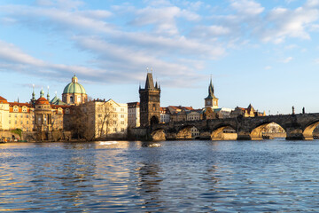 Naklejka premium panoramic view from Charles Bridge in Prague, Czech