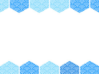 青海波六角形アイコン上下フレーム：青