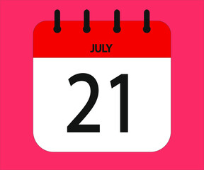 July 21th red calendar icon for days of the month