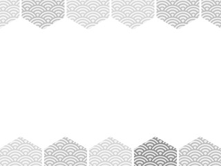 青海波六角形アイコン上下フレーム：灰