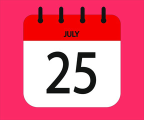 July 25th red calendar icon for days of the month