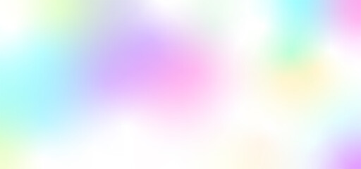 Blurred iridescent background of gentle color. Multicolor gradient pastel purple, pink and blue. Vector illustration of glowing flowing spots.