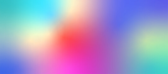 Blurred blue background. Bright multi-colored gradient with a red color spot. Vector illustration of futuristic flowing spots.