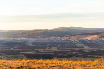 Sunset landscape at the end of winter